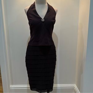 Daymor Couture Mother Of The Bride 2053 Black Tiered Pleated Dress — Size 6